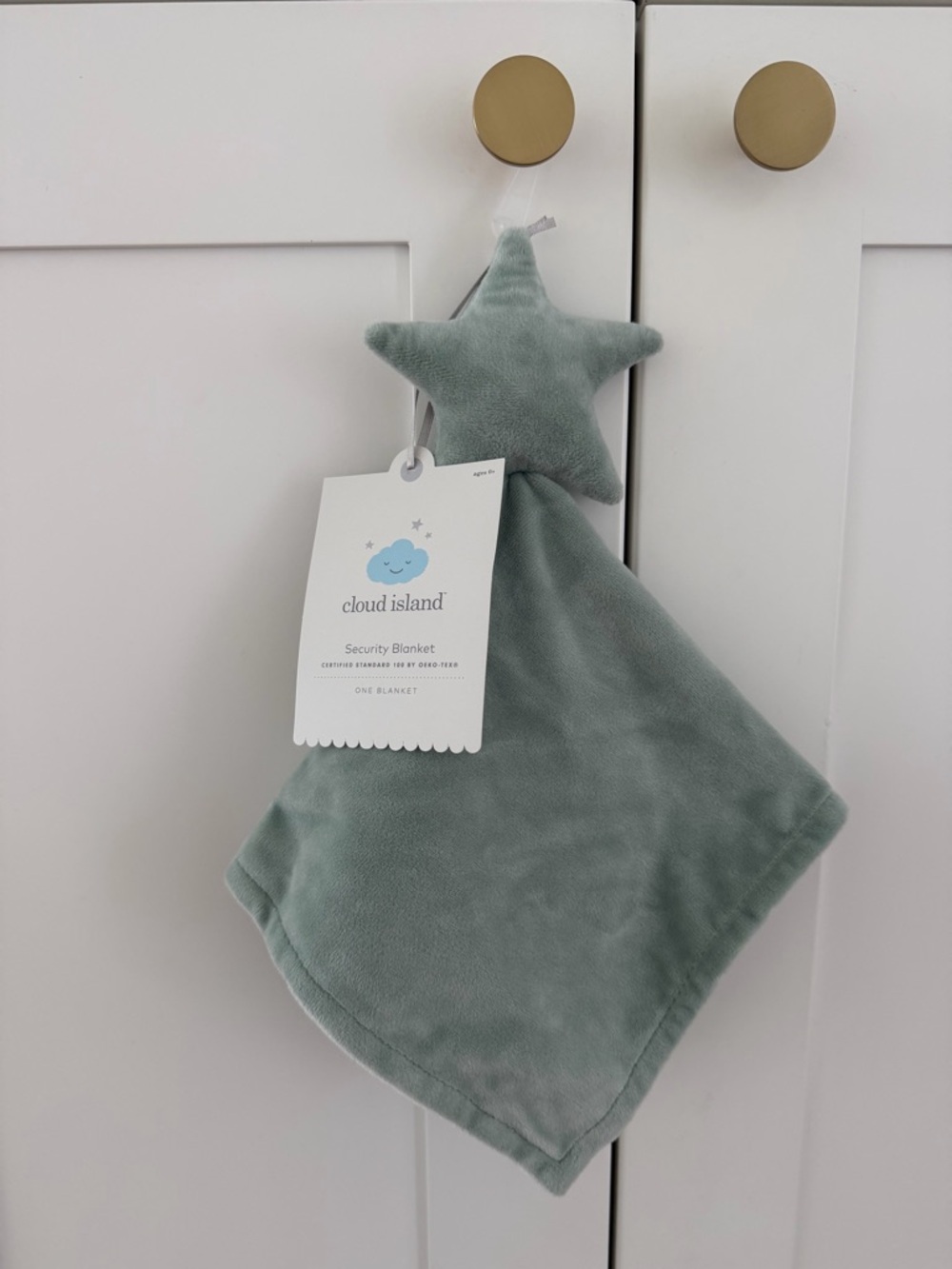 cloud island Plush Star Security Blanket in Sage